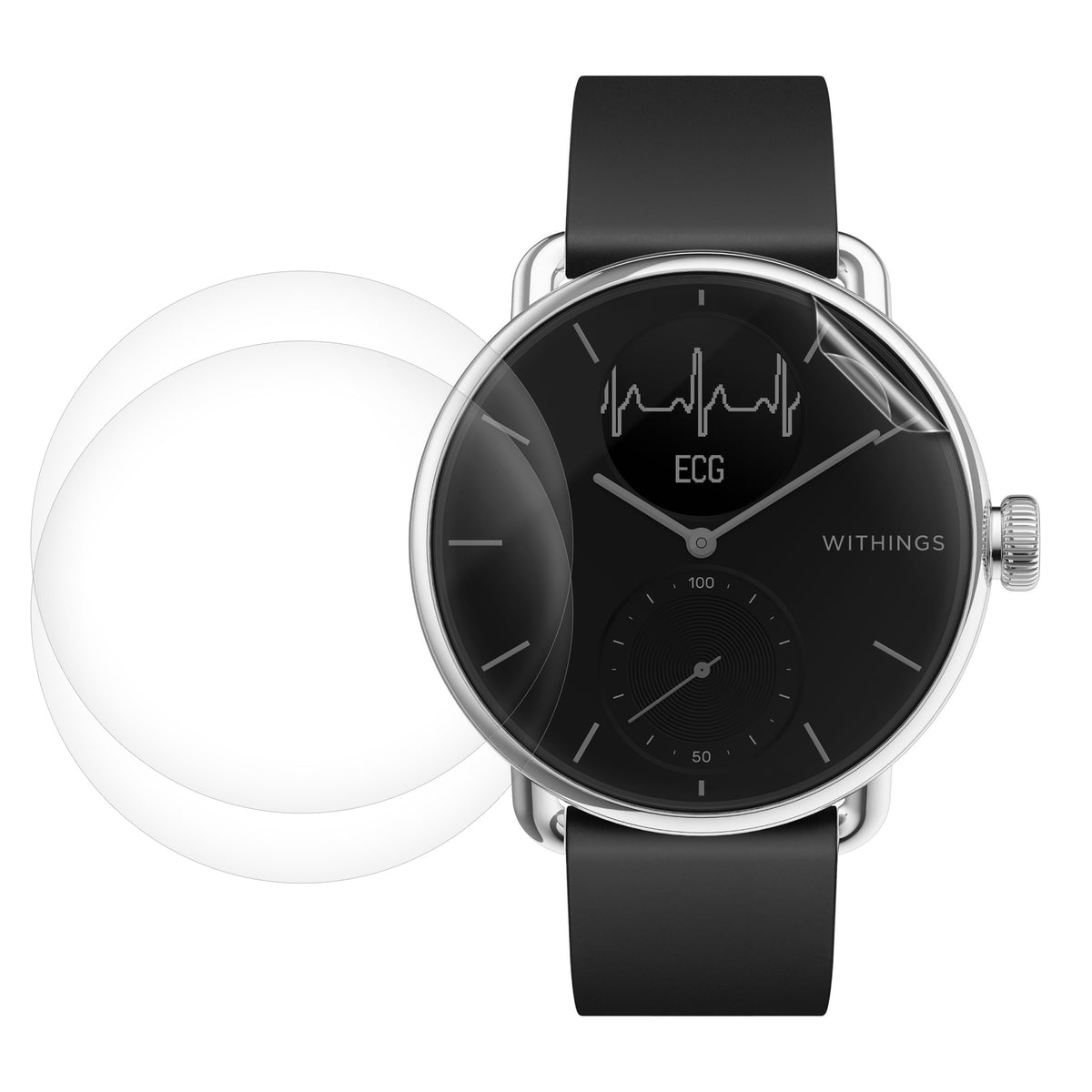 kwmobile 3x Transparente Displayschutzfolie kompatibel mit Withings Scanwatch 38mm - Schutzfolie für Fitness Tracker Displayschutz Transparent  