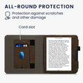 Tolino Vision 6 with Hand Strap Flip Case Brown Embossed Heart