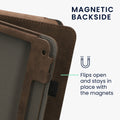 Tolino Vision 6 with Hand Strap Flip Case Brown Embossed Heart