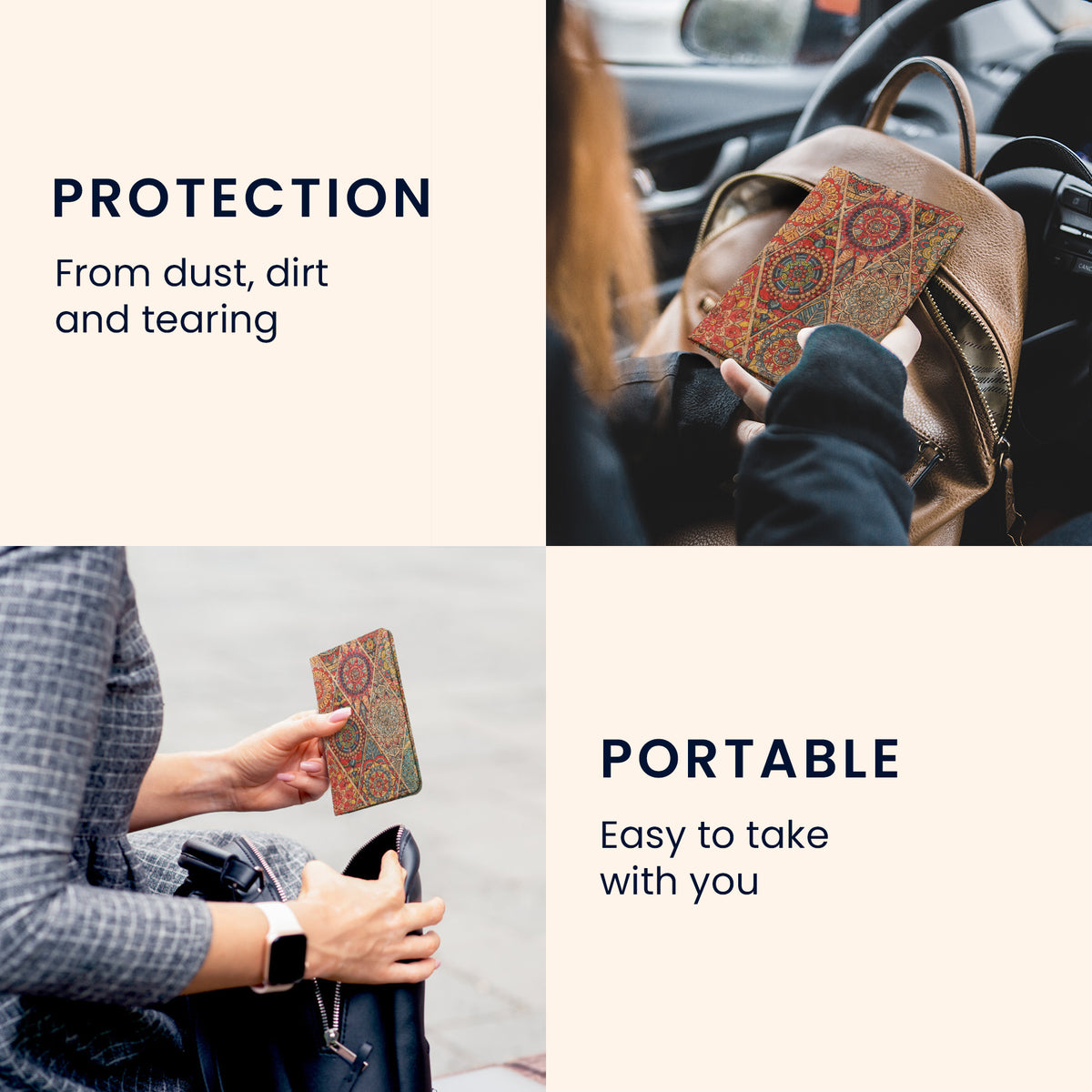Car Registration Holder with Card Slots in Patterned Cork