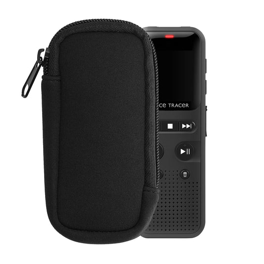 kwmobile Neopren Hülle kompatibel mit Universal Voice Recorder Diktiergerät - Cover mit Reißverschluss - Innenmaße 11,5 x 4,5 cm - Schwarz Schwarz  