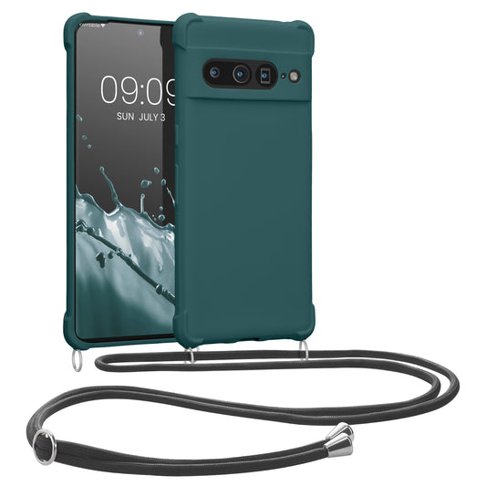 kwmobile Necklace Case Compatible with Google Pixel 7 Pro Cover with Lanyard Silicone Protective Case