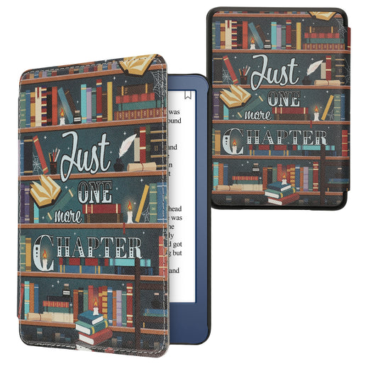 kwmobile Schutzhülle für Amazon Kindle (2022/2024) Hülle - eReader Flip Case mit Auto Sleep Funktion - Bibliothek Motto mit Mehrfarbig Mehrfarbig  [dsg01]