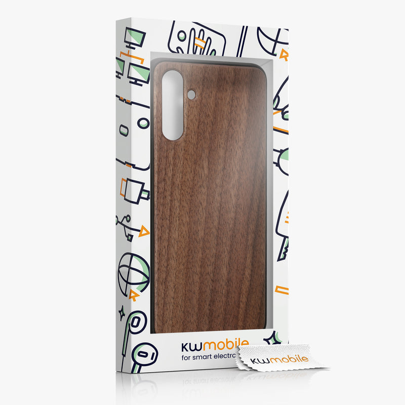 Wooden case with TPU bumper for Samsung Galaxy A04s Walnut wood