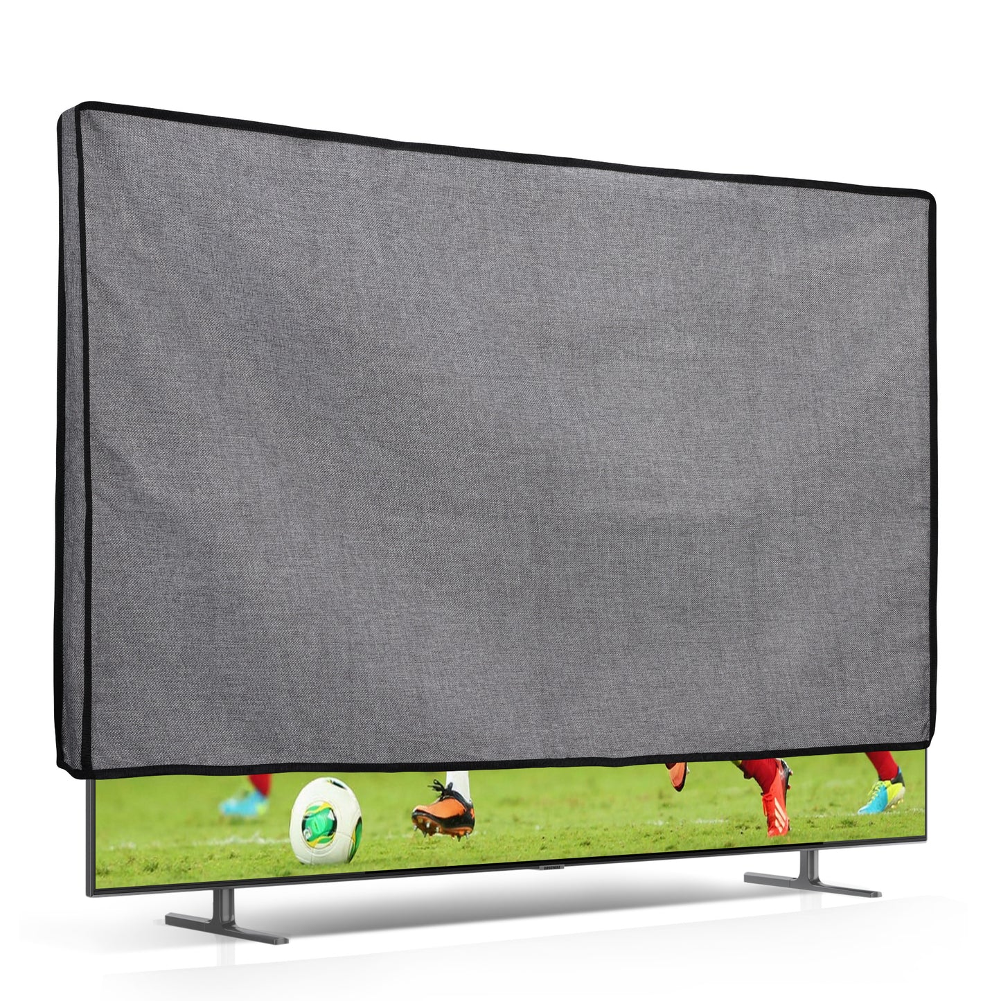 kwmobile 55" TV Abdeckung Indoor - Fernseher Hülle Bildschirmschutz Abdeckung - TV Bildschirm Staubschutzhülle - Fernsehabdeckung - Leinen Dunkelgrau Dunkelgrau  