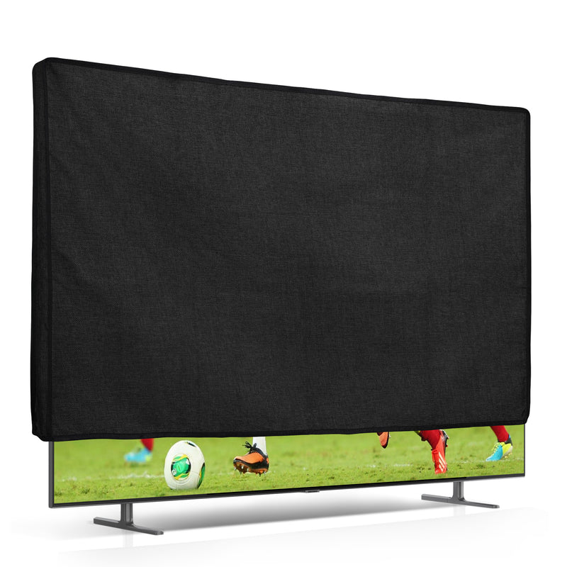 kwmobile 65" TV Abdeckung Indoor - Fernseher Hülle Bildschirmschutz Abdeckung - TV Bildschirm Staubschutzhülle - Fernsehabdeckung - Leinen Schwarz Schwarz  