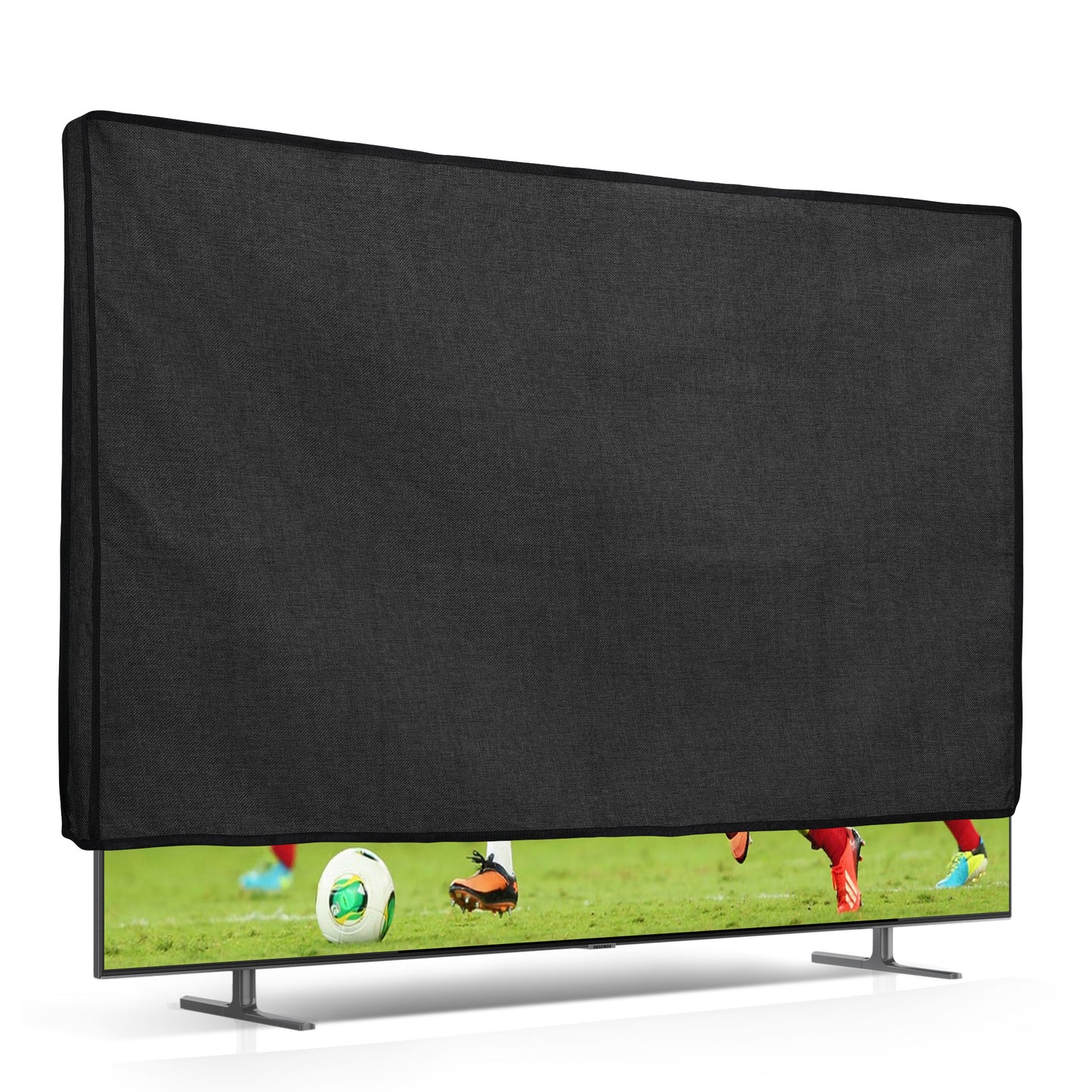kwmobile 65" TV Abdeckung Indoor - Fernseher Hülle Bildschirmschutz Abdeckung - TV Bildschirm Staubschutzhülle - Fernsehabdeckung - Leinen Dunkelgrau Dunkelgrau  
