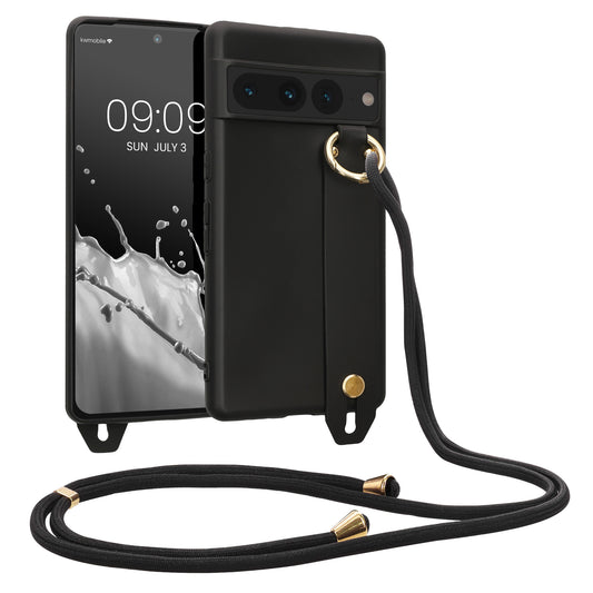 Google Pixel 7 Pro Necklace Phone Case Black and Gold