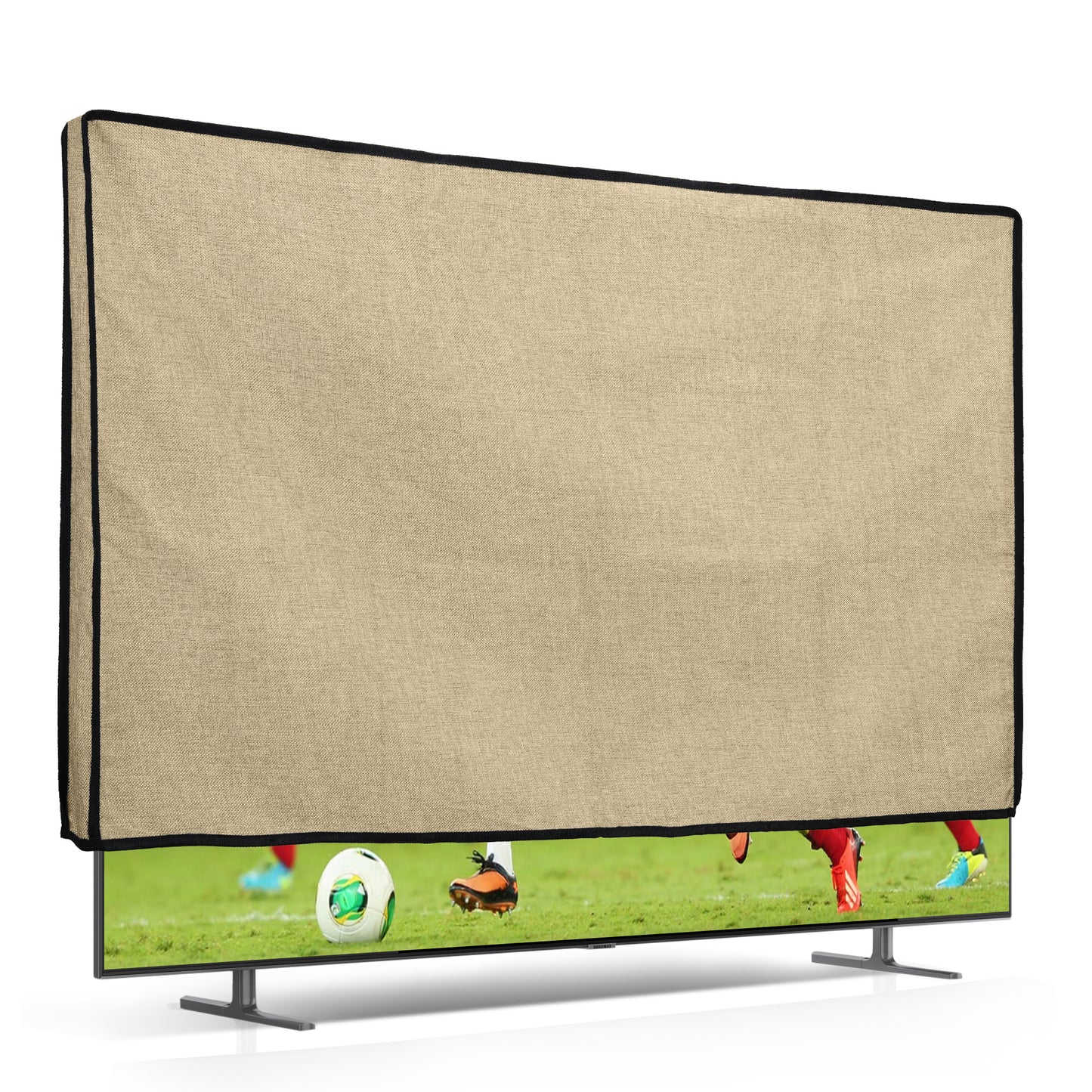 kwmobile 55" TV Abdeckung Indoor - Fernseher Hülle Bildschirmschutz Abdeckung - TV Bildschirm Staubschutzhülle - Fernsehabdeckung - Leinen Beige Beige  