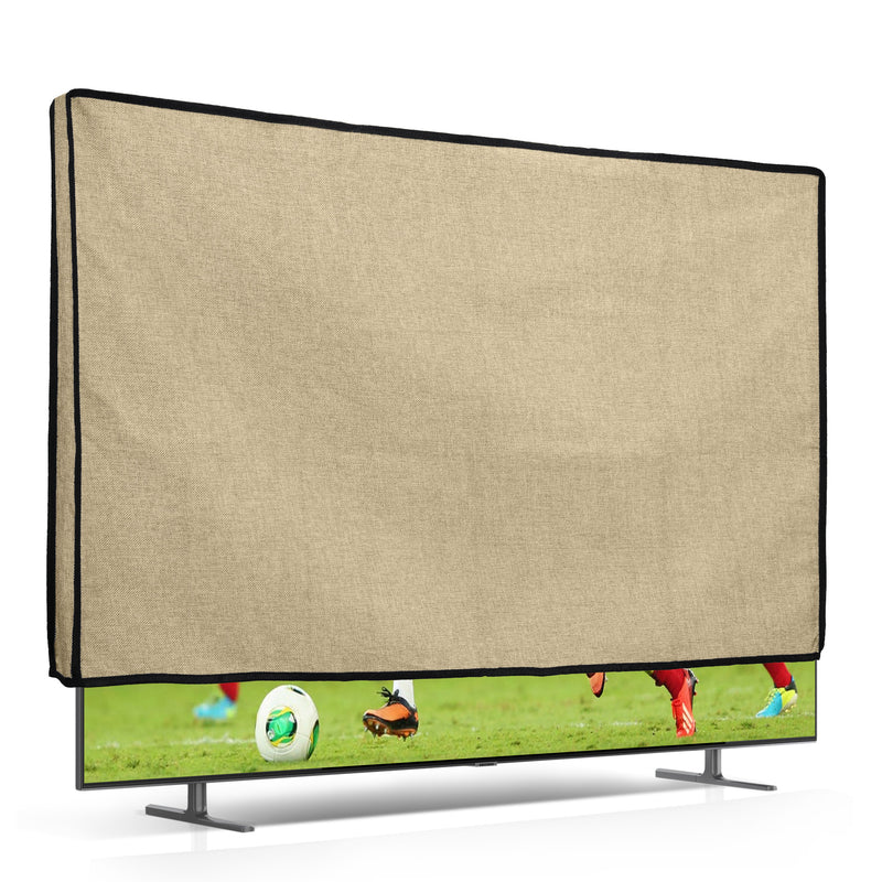 kwmobile 55" TV Abdeckung Indoor - Fernseher Hülle Bildschirmschutz Abdeckung - TV Bildschirm Staubschutzhülle - Fernsehabdeckung - Leinen Beige Beige  