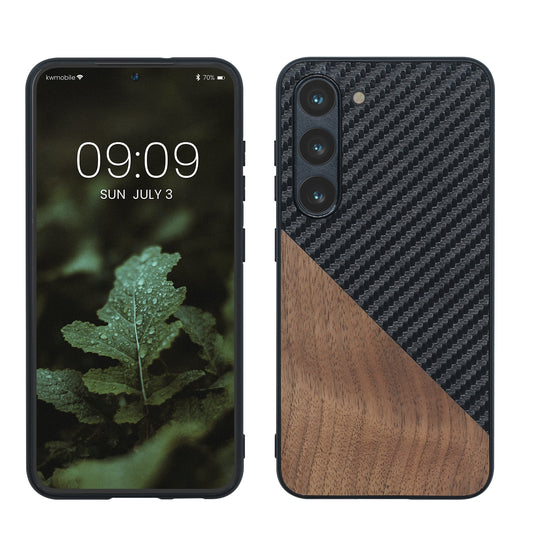kwmobile Hülle kompatibel mit Samsung Galaxy S23 - Handyhülle - Handy Schutzhülle - Smartphone Cover - Dunkelbraun Schwarz Dunkelbraun  [dsg01]