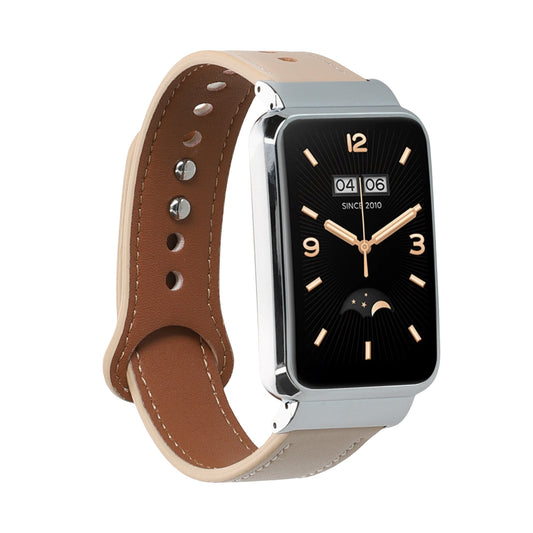 kwmobile Echtleder Uhrenarmband für Xiaomi Mi Band 7 Pro Armband - Ersatzarmband für Fitnesstracker - Wechselarmband Smartwatch - Beige Braun Beige  