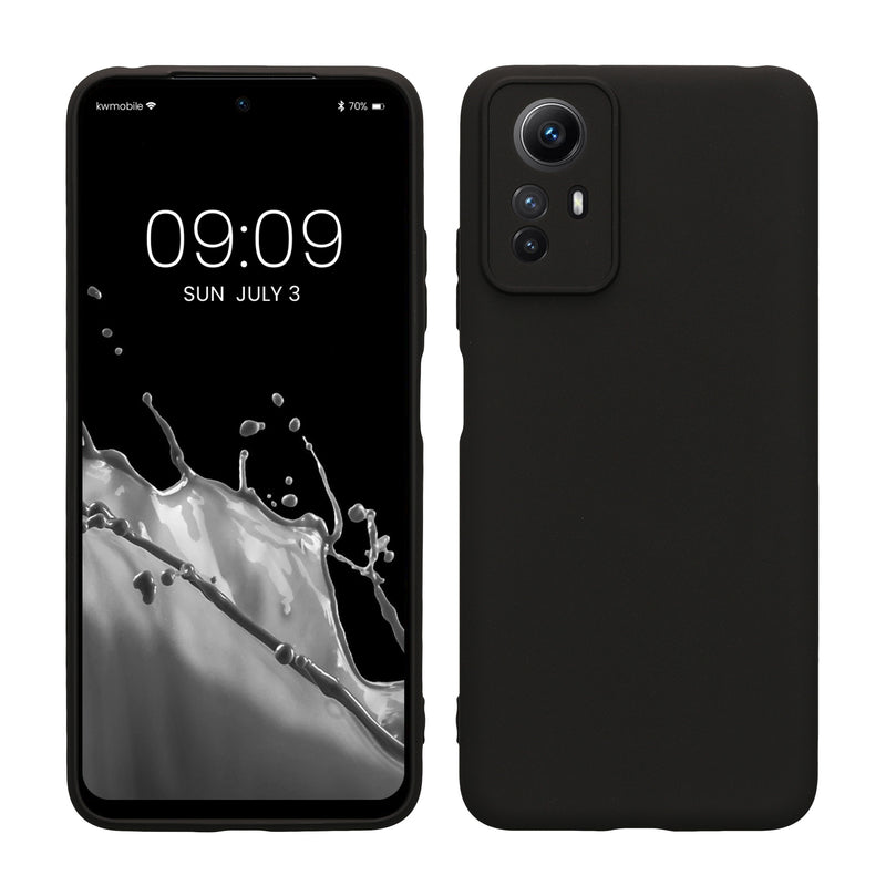kwmobile Handyhülle für Xiaomi Redmi Note 12S Hülle - weiches Handy Silikon Case - Schutzhülle Cover - Schwarz matt Schwarz matt  