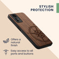 Wooden Hard Case with TPU Bumper for Xiaomi Redmi Note 12S Compass Vintage