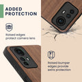 Wooden Hard Case with TPU Bumper for Xiaomi Redmi Note 12S Compass Vintage