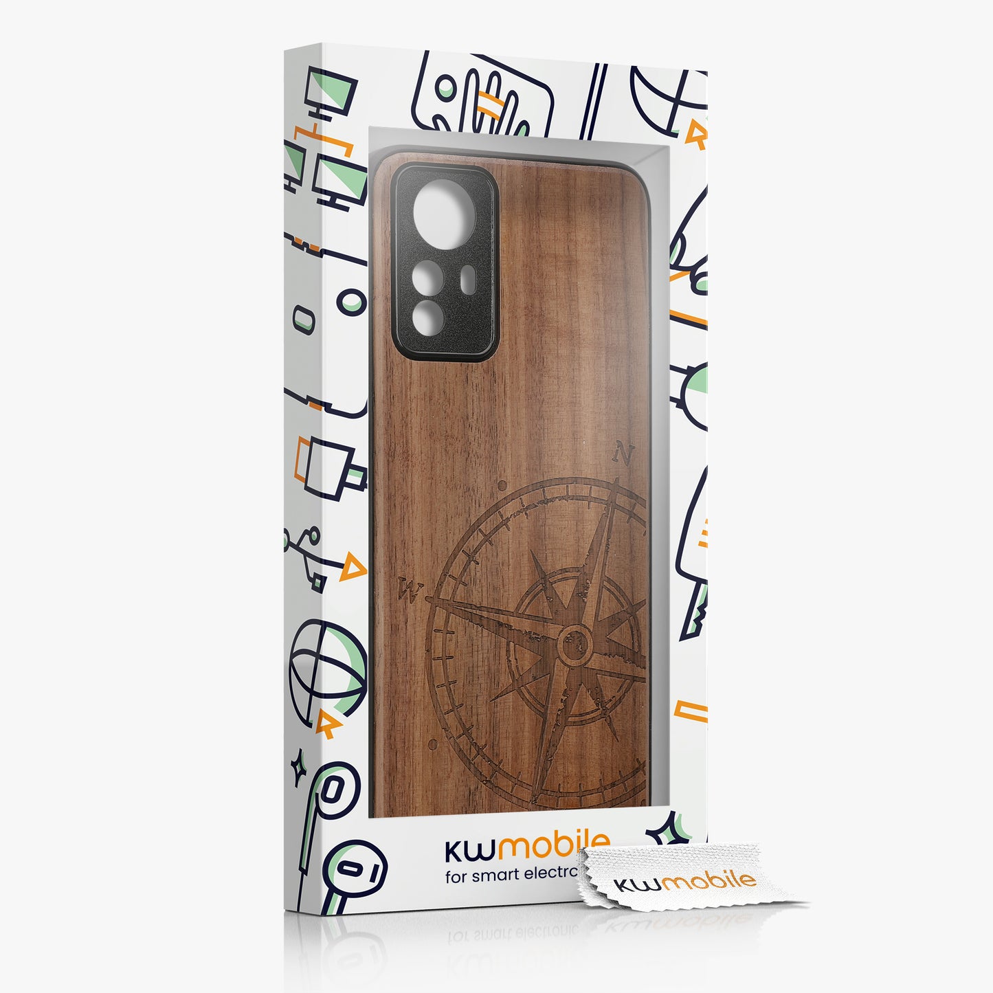 Wooden Hard Case with TPU Bumper for Xiaomi Redmi Note 12S Compass Vintage