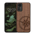 Wooden Hard Case with TPU Bumper for Xiaomi Redmi Note 12S Compass Vintage