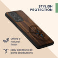 Wooden Hard Case with TPU Bumper for Xiaomi Redmi Note 12 Pro 5G Vintage Compass with Mother of Pearl
