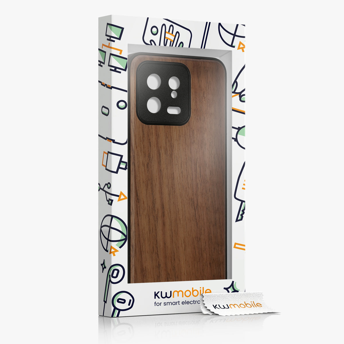 Wooden Case with TPU Bumper for Xiaomi 13 5G Walnut Wood