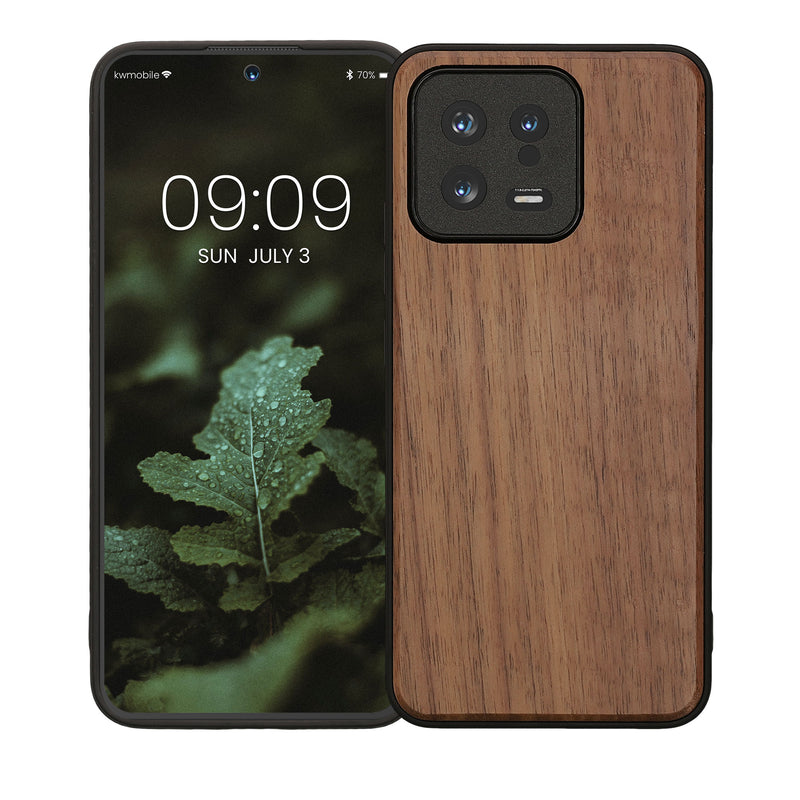 Wooden Case with TPU Bumper for Xiaomi 13 5G Walnut Wood