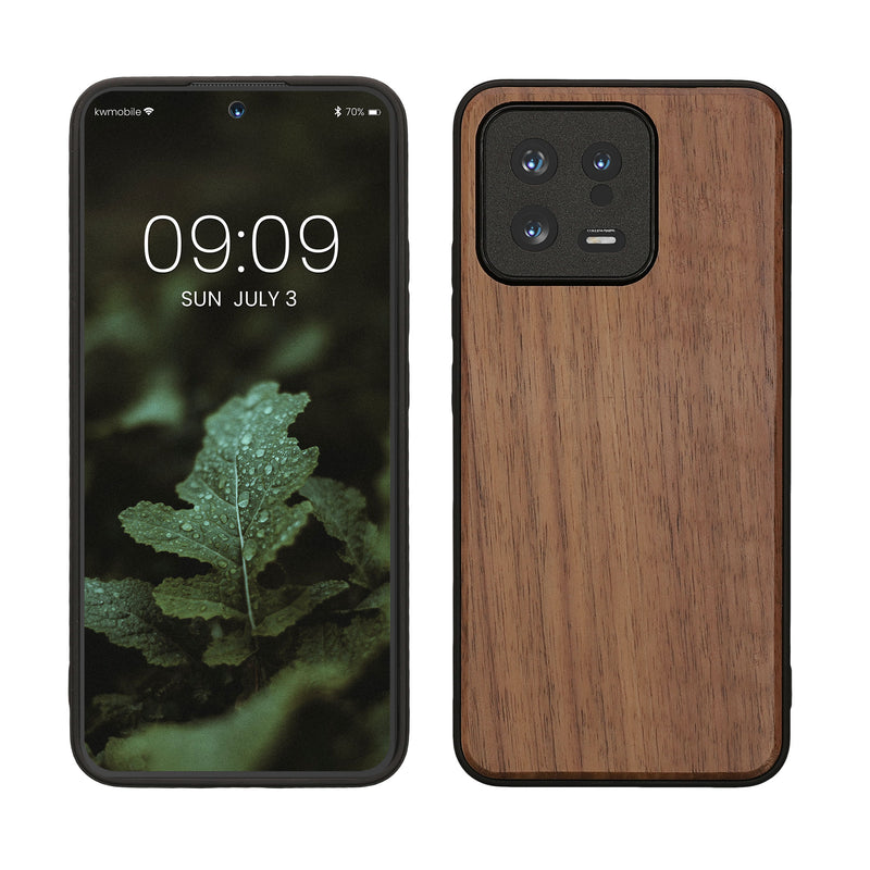 Wooden Case with TPU Bumper for Xiaomi 13 5G Walnut Wood