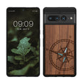 kwmobile Handyhülle für Google Pixel 7 Pro Hülle Holz - Case mit TPU Bumper - Stoßfestes Hardcase - Schutzhülle Cover in Dunkelbraun Dunkelbraun  [dsg04]