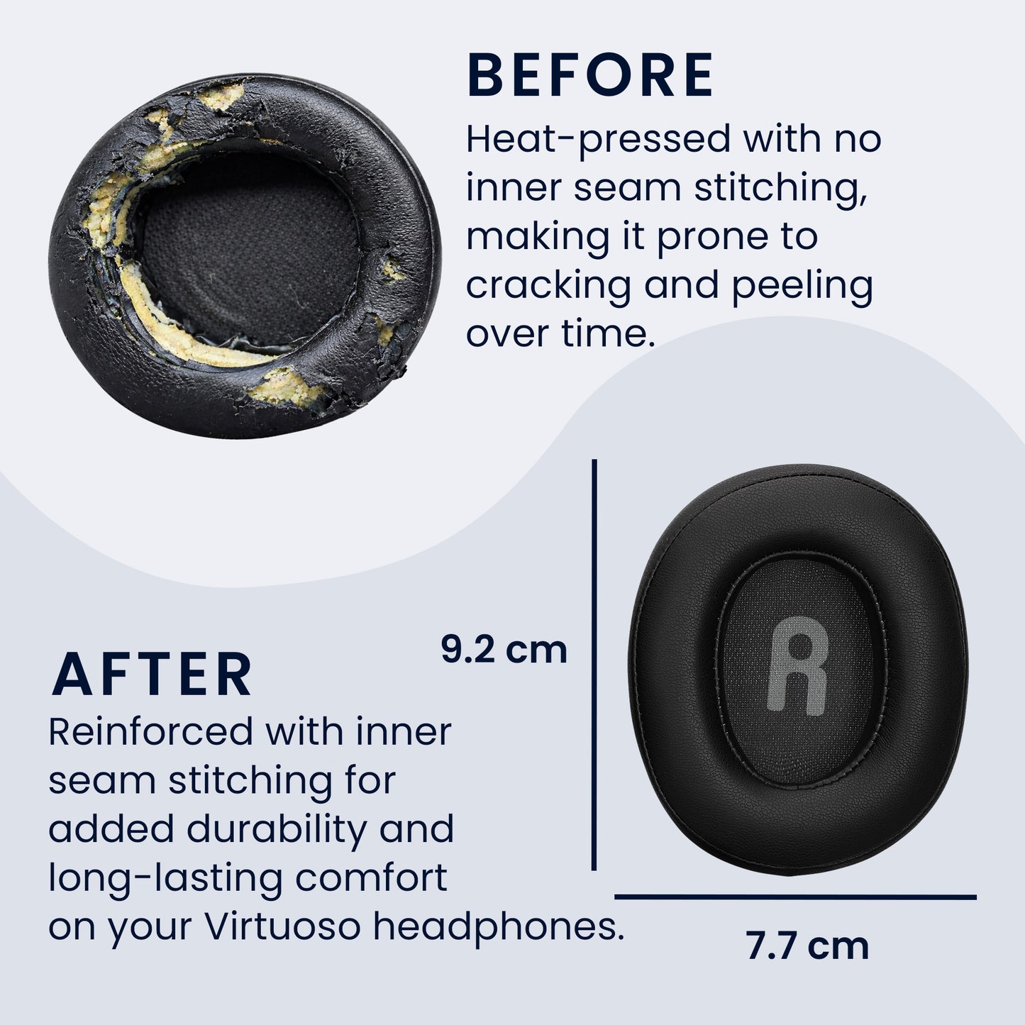 kwmobile Ear Pads for JBL Tune T760NC / T750BTNC / T710BT / T700BT Ear Cushion Replacement Parts Over Ear Headphones