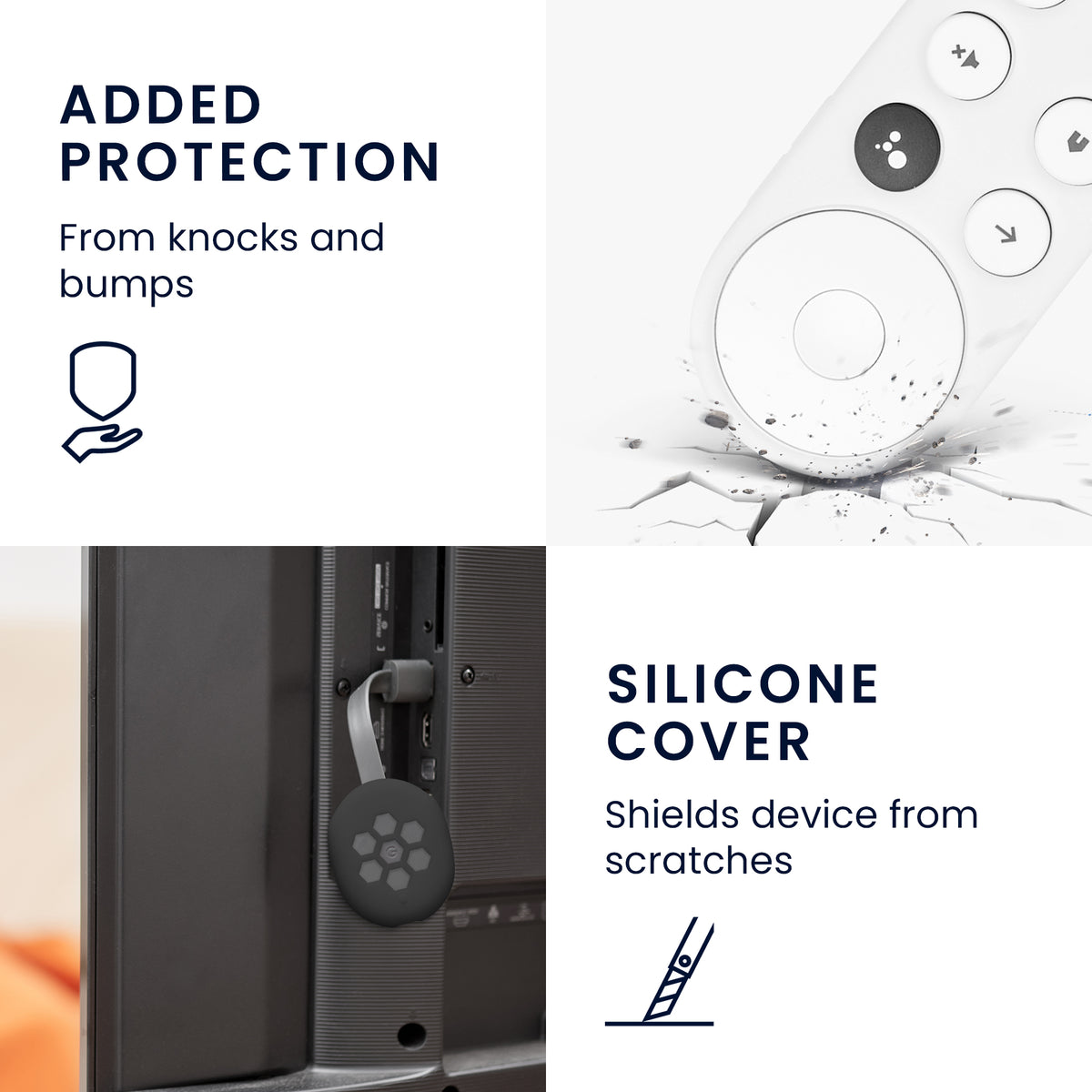 2x Silicone Case for Google Chromecast 2020 4K (not for New-Generation) Remote Control and Streaming Device