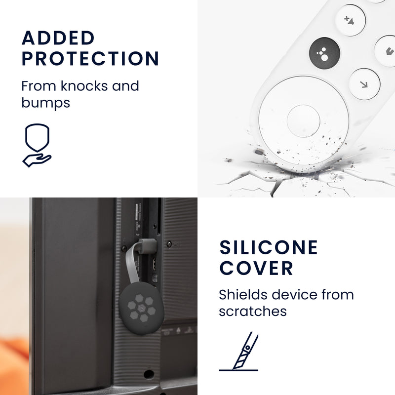 2x Silicone Case for Google Chromecast 2020 4K (not for New-Generation) Remote Control and Streaming Device