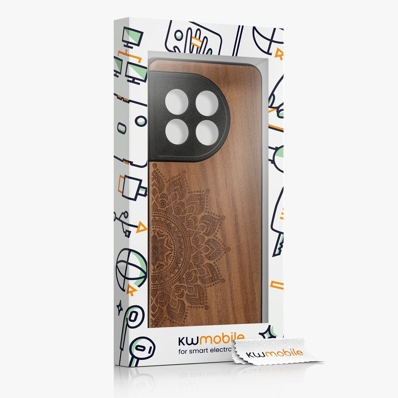 Wooden Hard Case with TPU Bumper for OnePlus 11 Rising Sun