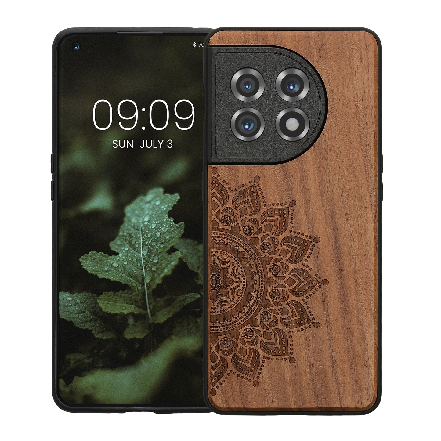 Wooden Hard Case with TPU Bumper for OnePlus 11 Rising Sun