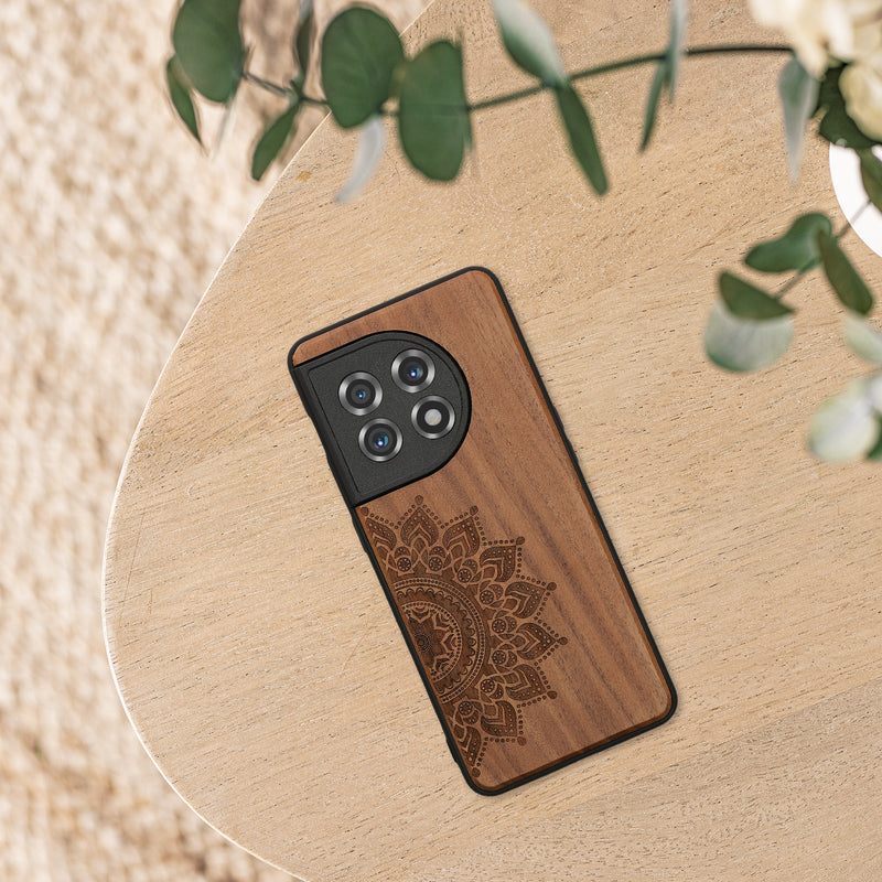 Wooden Hard Case with TPU Bumper for OnePlus 11 Rising Sun