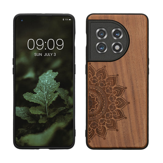 Wooden Hard Case with TPU Bumper for OnePlus 11 Rising Sun