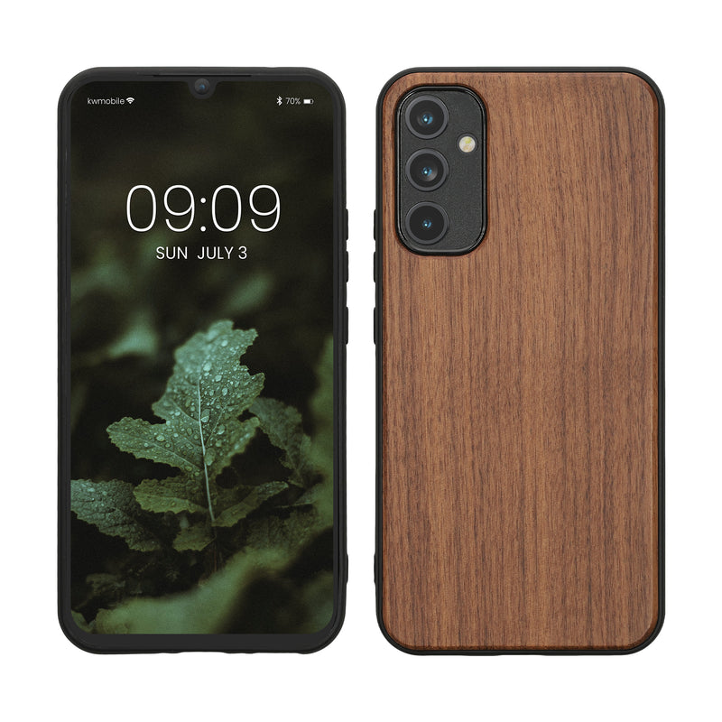 Samsung Galaxy A34 5G Shockproof Hard Case with TPU Bumper Walnut Wood
