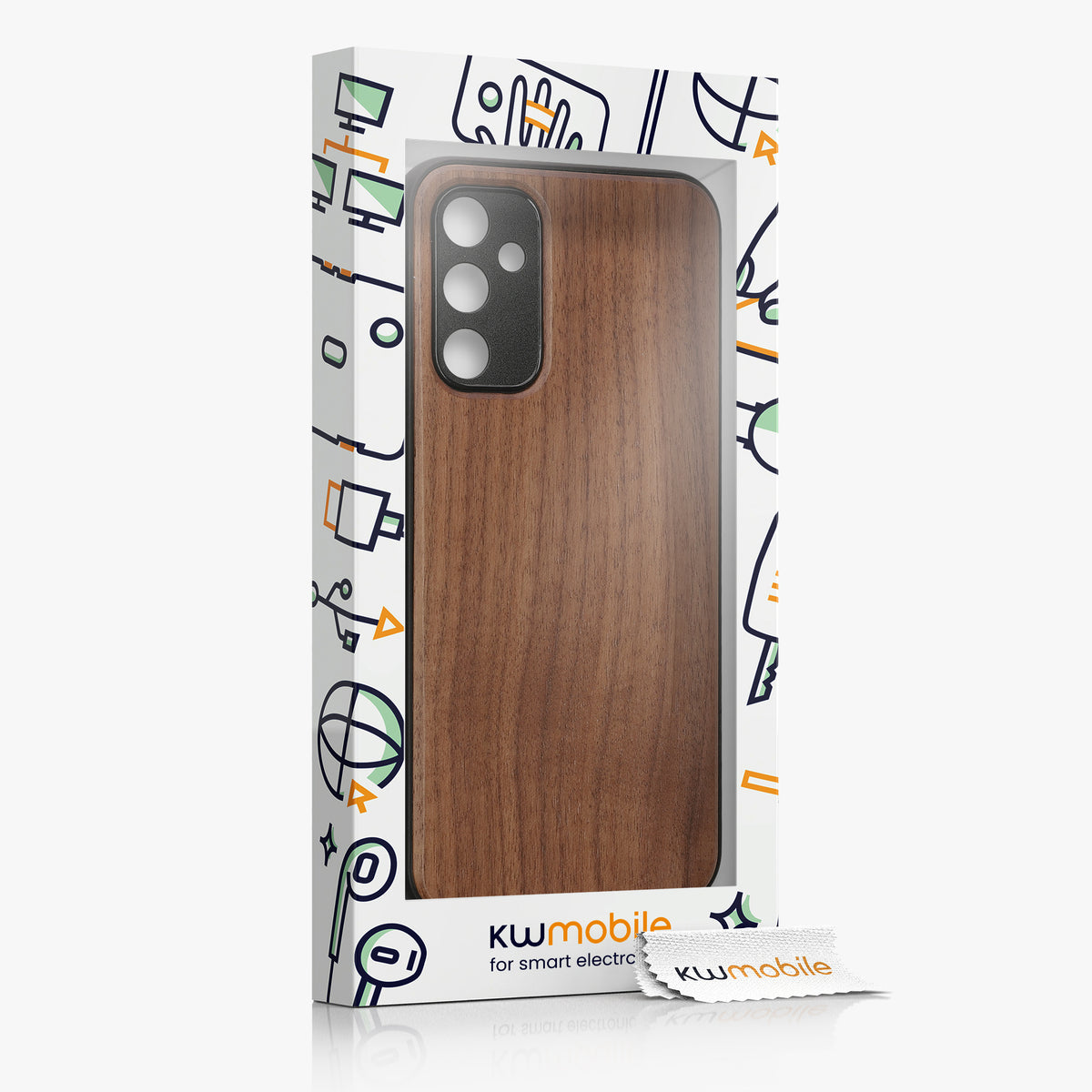 Samsung Galaxy A14 5G Shockproof Hard Case with TPU Bumper Walnut Wood