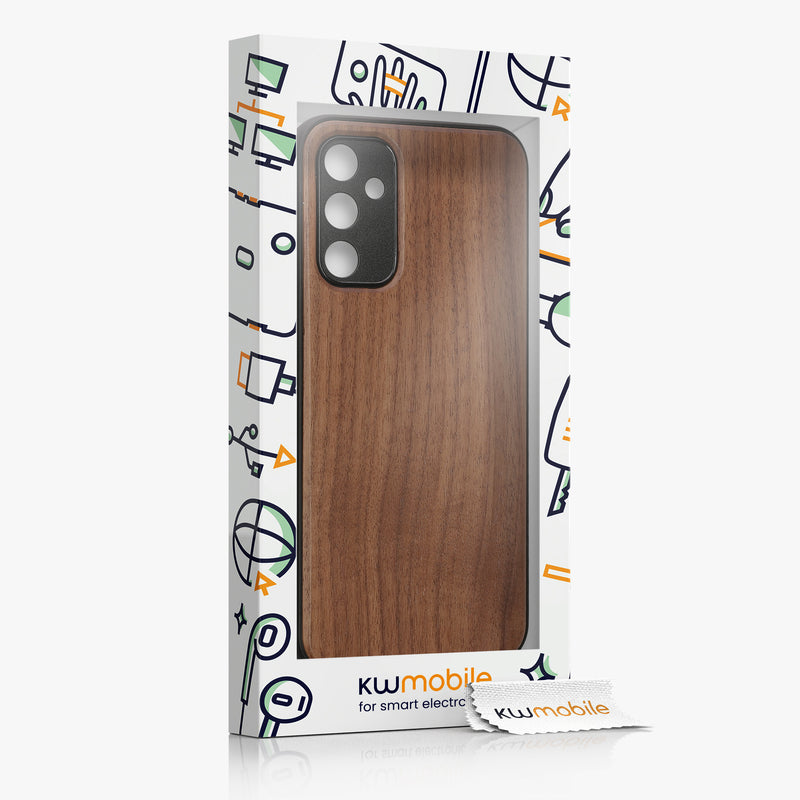 Samsung Galaxy A14 5G Shockproof Hard Case with TPU Bumper Walnut Wood