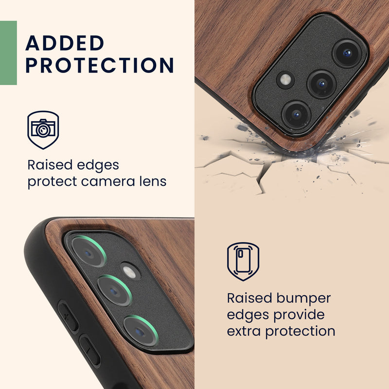 Samsung Galaxy A14 5G Shockproof Hard Case with TPU Bumper Wooden Compass