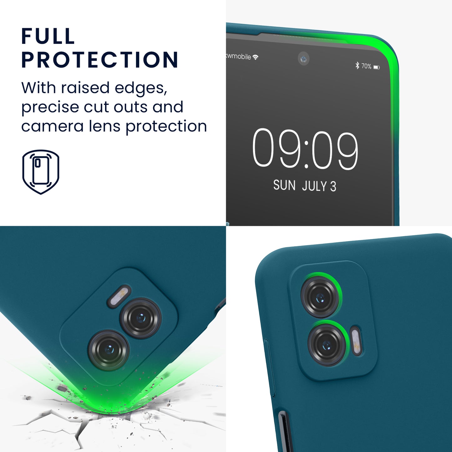Rubberized Silicone Case with Camera Protection for Motorola Moto G73 5G in Petrol