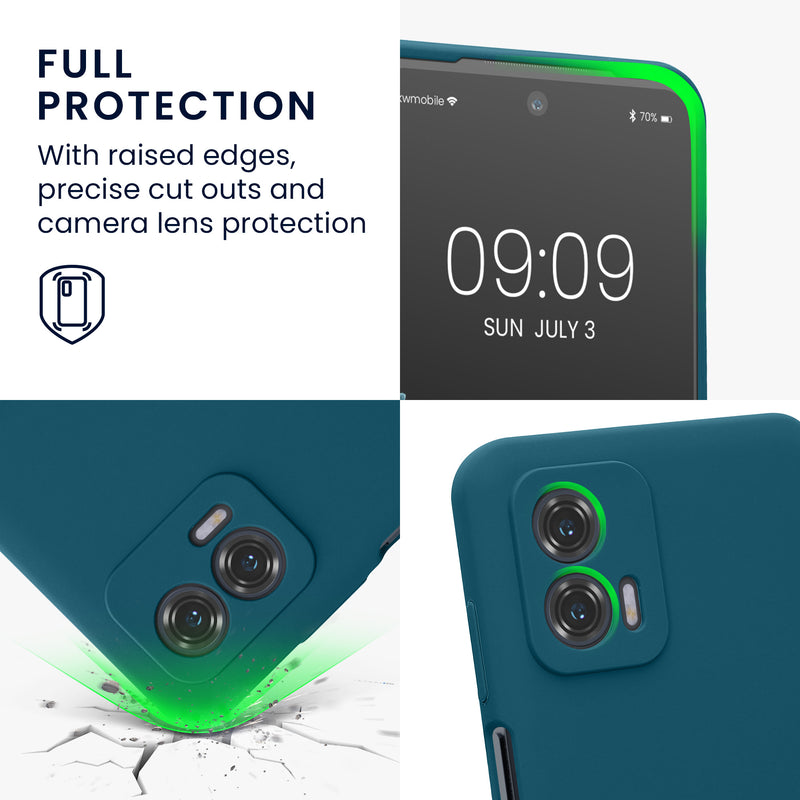 Rubberized Silicone Case with Camera Protection for Motorola Moto G73 5G in Petrol