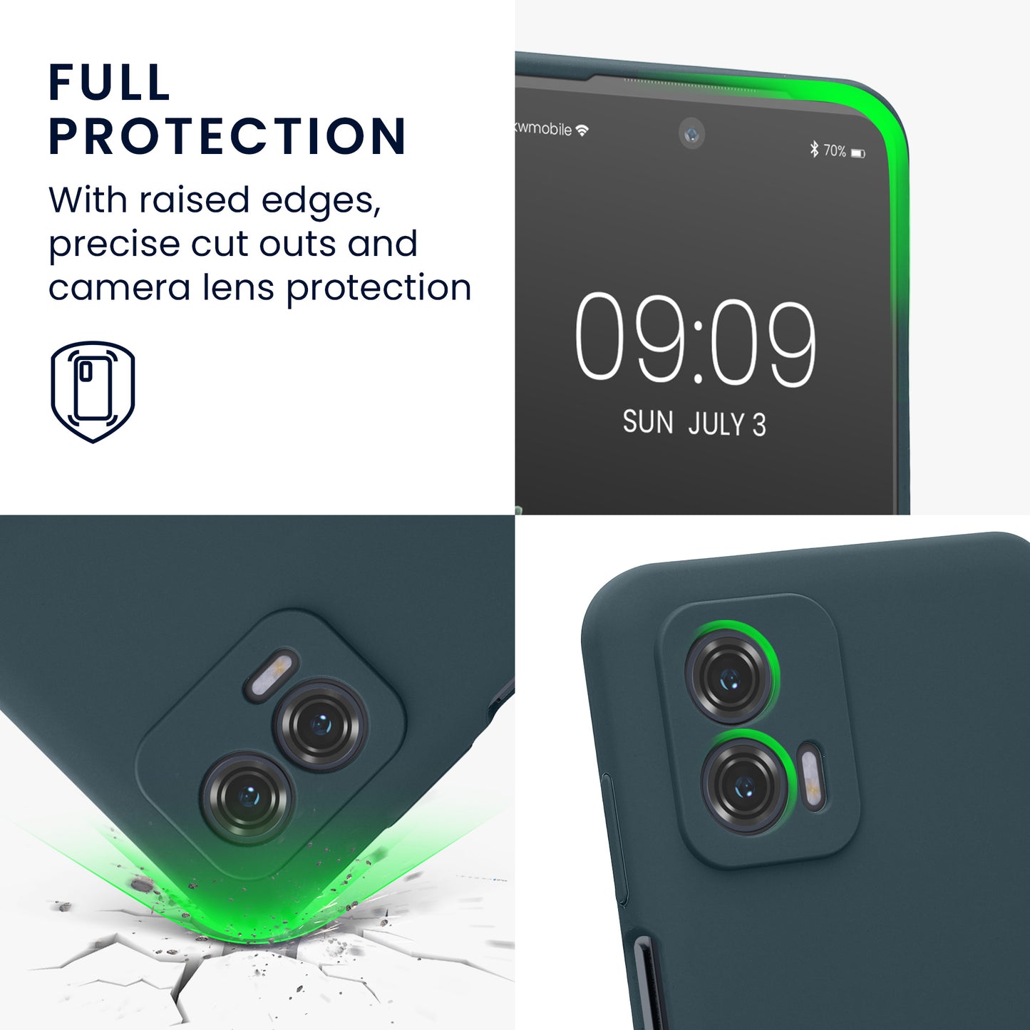 Rubberized Silicone Case with Camera Protection for Motorola Moto G73 5G in Petrol
