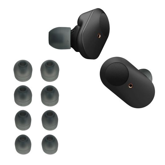kwmobile 8x Silikonaufsätze für Sony WF-1000XM3 / WF-SP900 / WF-SP510 - Ersatz Ohrstöpsel in 4 Größen - Ear Tips für In-Ear Kopfhörer - Zubehör Ersatzpolster in Schwarz Schwarz  
