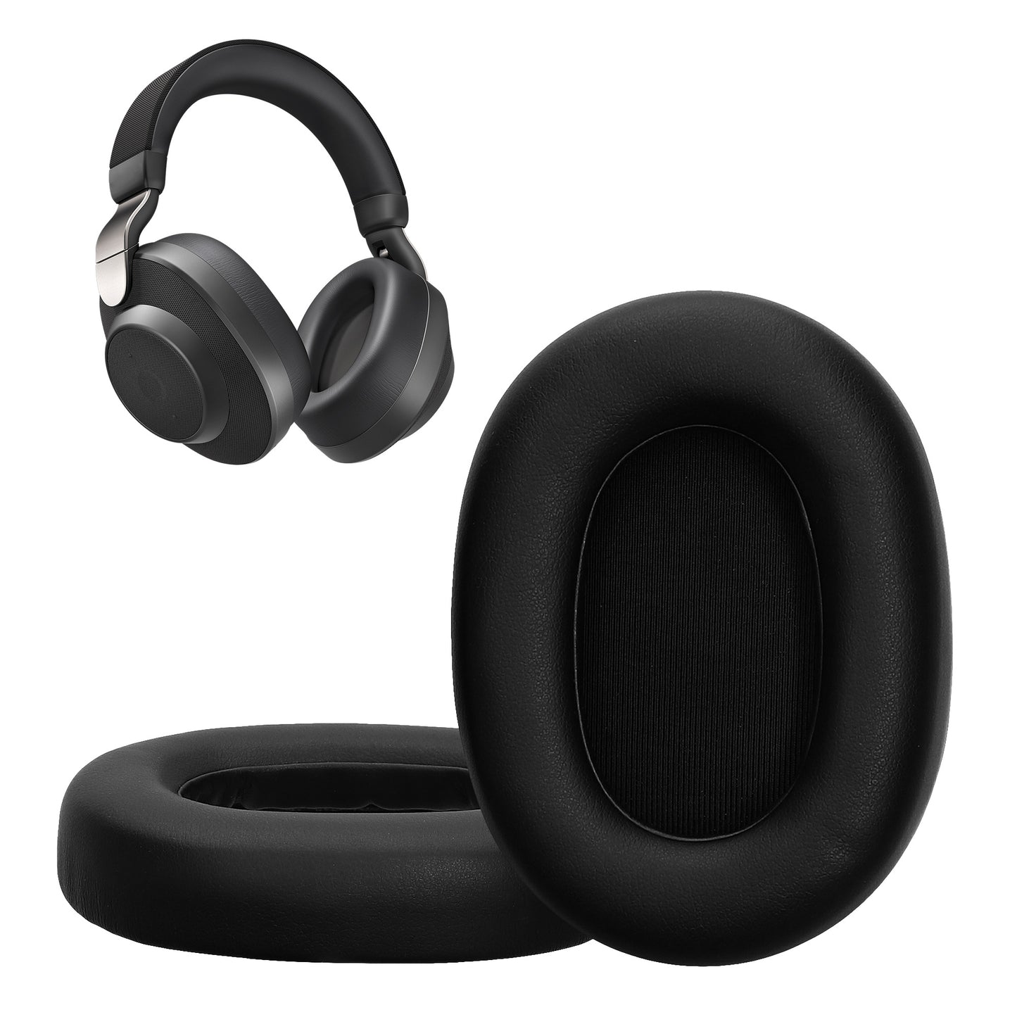 kwmobile 2x Ohr Polster für Jabra Elite 85h Ohrpolster - Ersatz Ohrpolster - Kopfhörer Ersatzteile - Kopfhörer Ersatzpolster für Over Ear Headphones Schwarz  