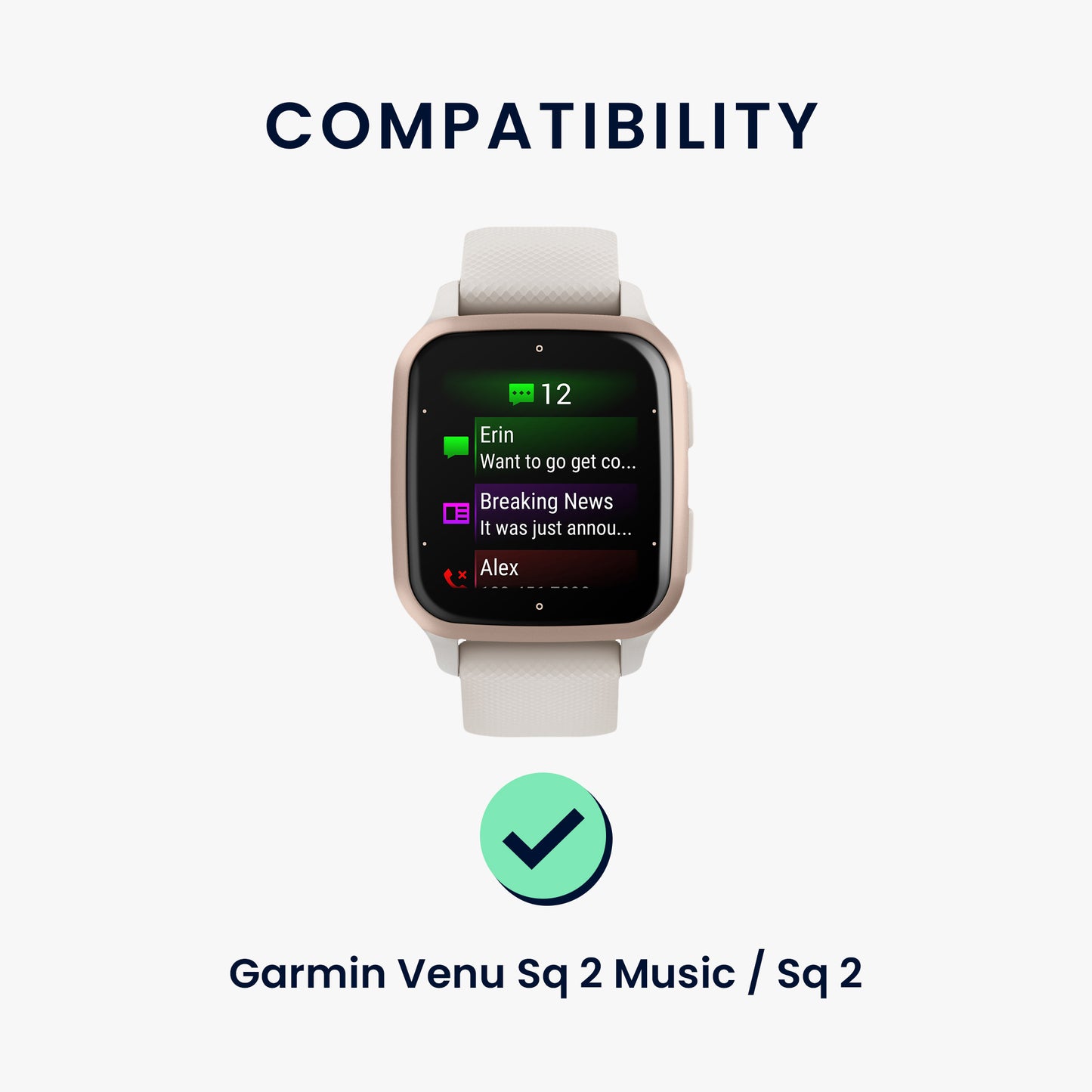 kwmobile Uhrenarmband für Garmin Venu Sq 2 Music / Sq 2 / Vivoactive 6 / Vivoactive 5 Armband Fitnesstracker Band Set