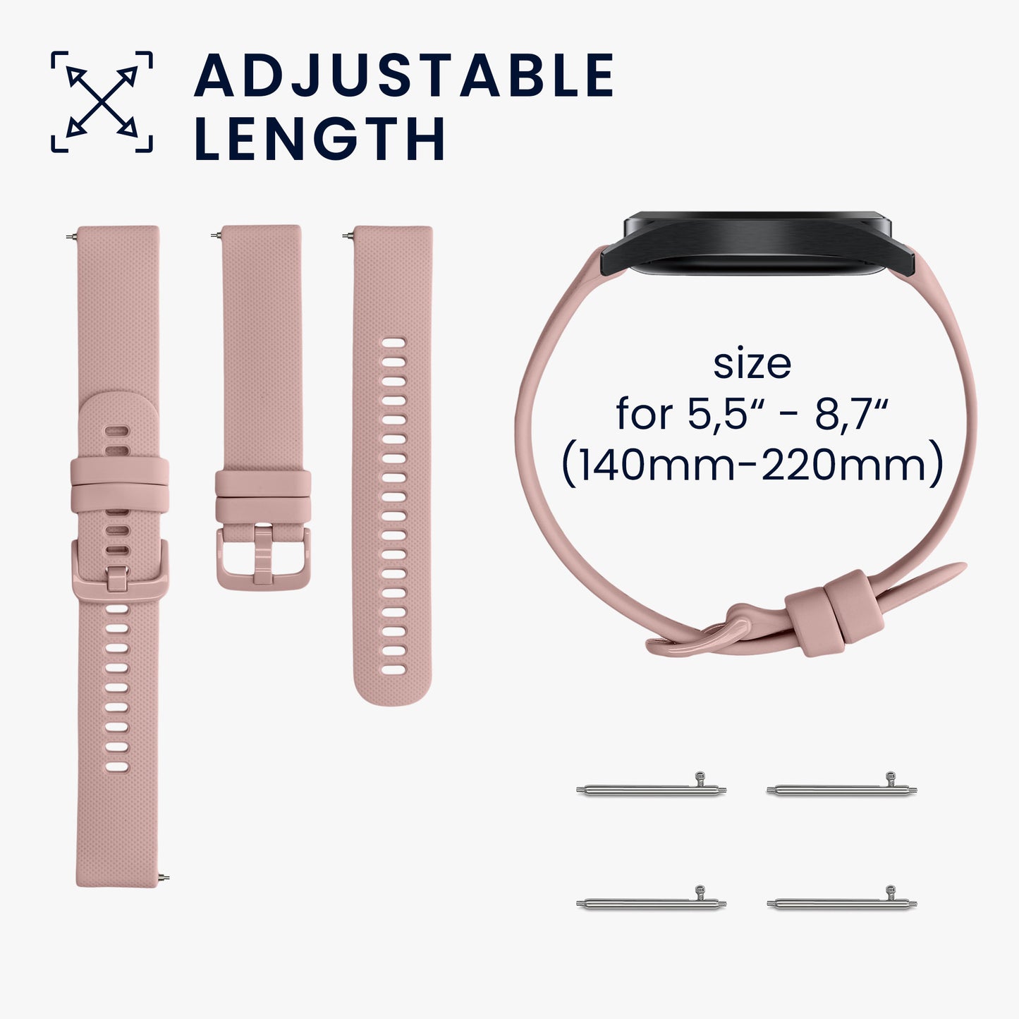 kwmobile Uhrenarmband für Garmin Venu Sq 2 Music / Sq 2 / Vivoactive 6 / Vivoactive 5 Armband Fitnesstracker Band Set