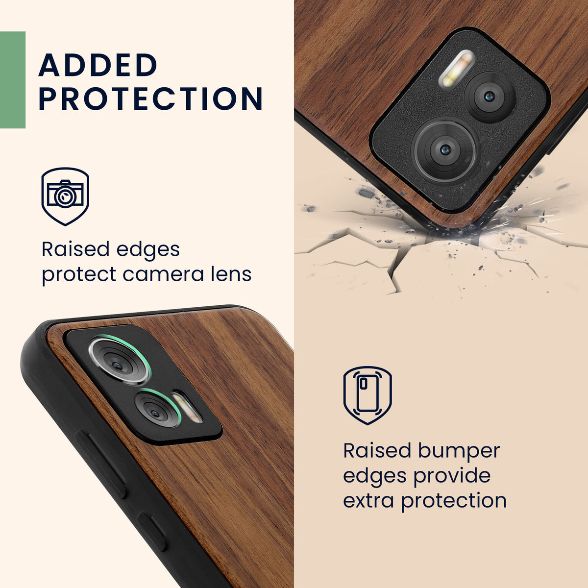 Motorola Edge 30 Neo Shockproof Hard Case with TPU Bumper Wooden Compass