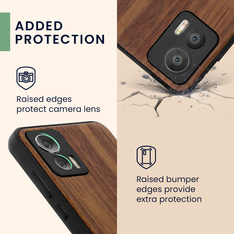 Motorola Edge 30 Neo Shockproof Hard Case with TPU Bumper Wooden Compass
