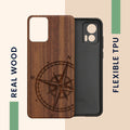 Motorola Edge 30 Neo Shockproof Hard Case with TPU Bumper Wooden Compass