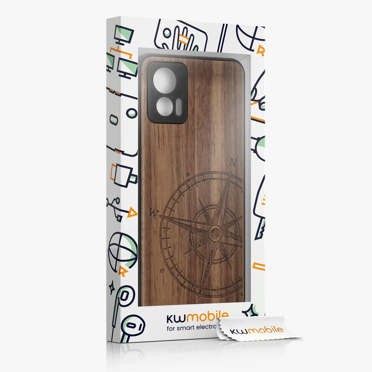 Motorola Edge 30 Neo Shockproof Hard Case with TPU Bumper Wooden Compass
