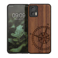 Motorola Edge 30 Neo Shockproof Hard Case with TPU Bumper Wooden Compass