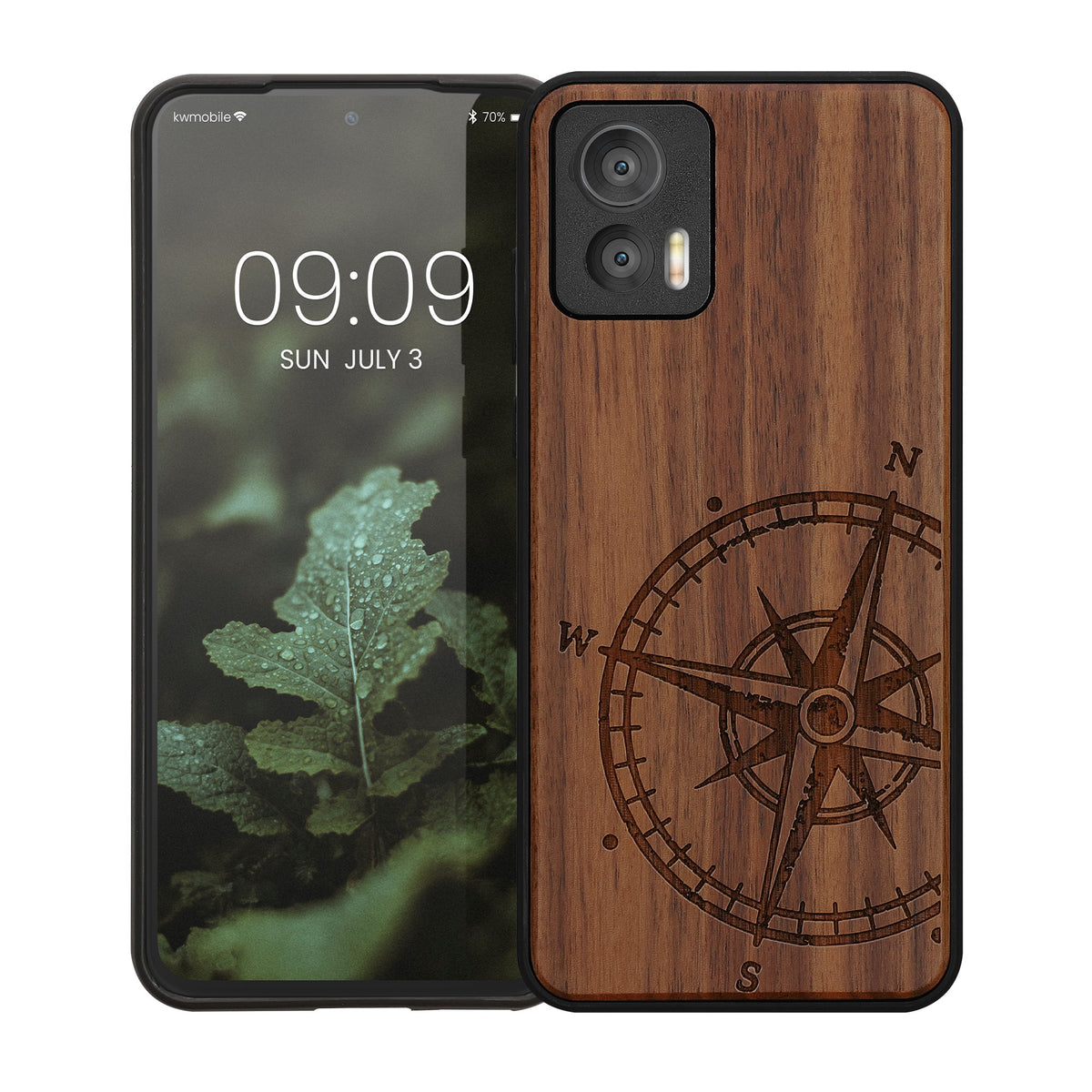 Motorola Edge 30 Neo Shockproof Hard Case with TPU Bumper Wooden Compass